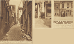 870297 Collage van 3 foto's betreffende oude buurten in Utrecht, met links een gezicht in de Hamsteeg; in het midden ...